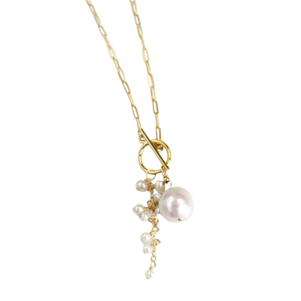 Baroque Pearl Cluster Necklace in Gold - Deja Vu Apothecary