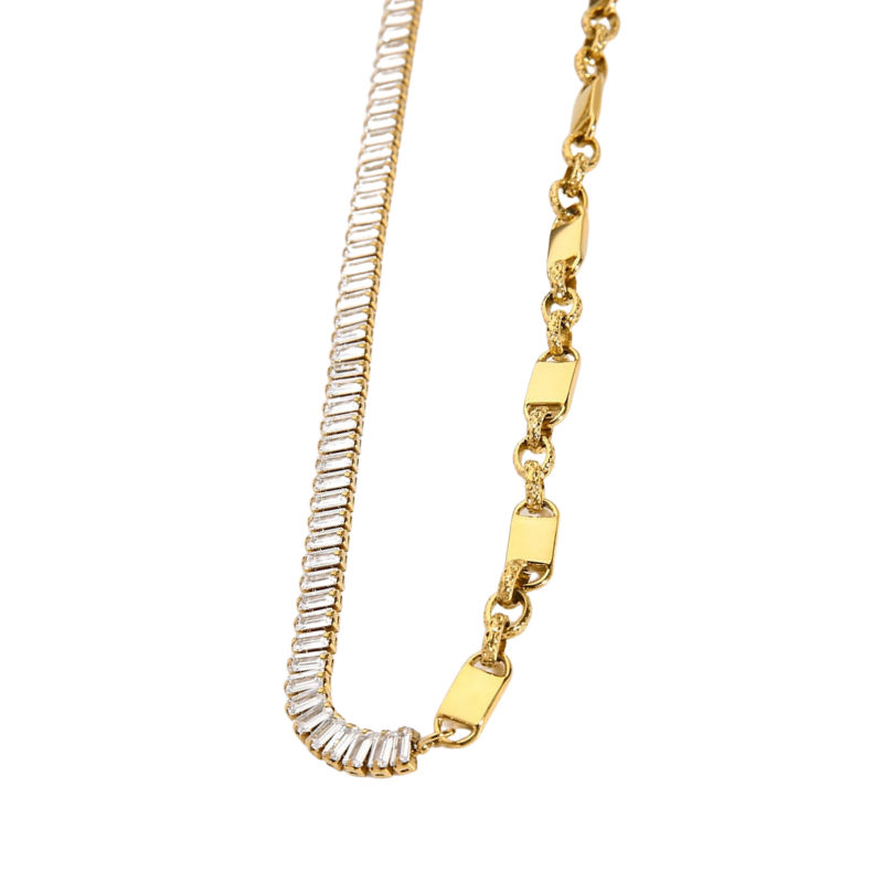 Two-Faced Tennis Chain Choker Necklace in Gold - Deja Vu Apothecary