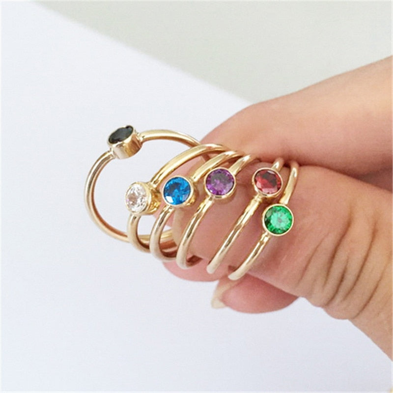 Stackable Birthstone Rings | 4mm | 14k Gold Filled - Deja Vu Apothecary