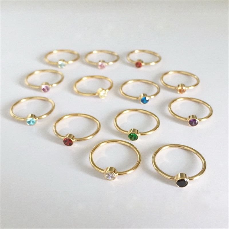 Stackable Birthstone Rings | 4mm | 14k Gold Filled - Deja Vu Apothecary