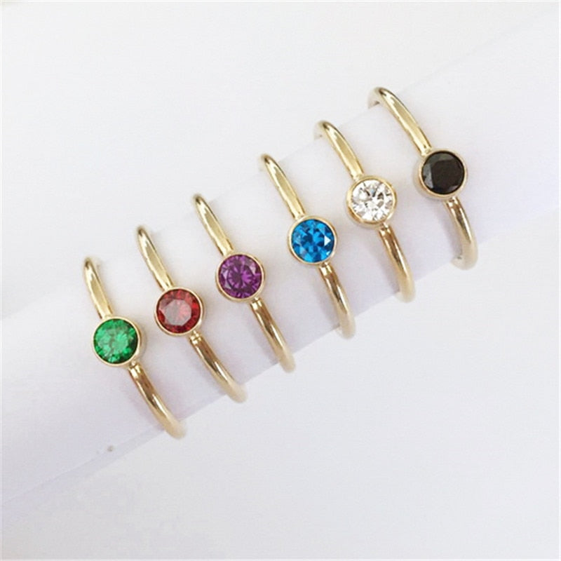 Stackable Birthstone Rings | 4mm | 14k Gold Filled - Deja Vu Apothecary