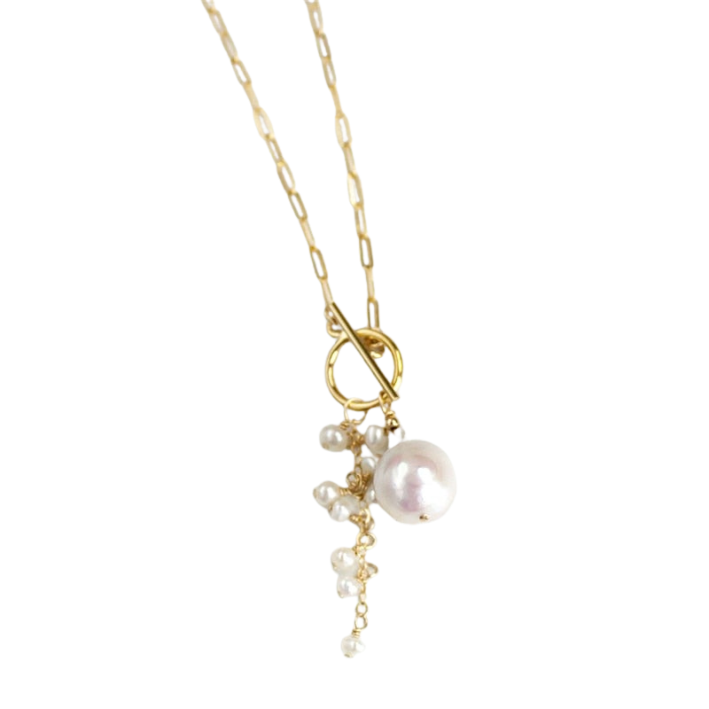 Baroque Pearl Cluster Necklace in Gold - Deja Vu Apothecary