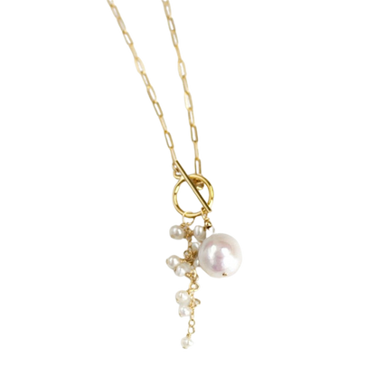 Baroque Pearl Cluster Necklace in Gold - Deja Vu Apothecary