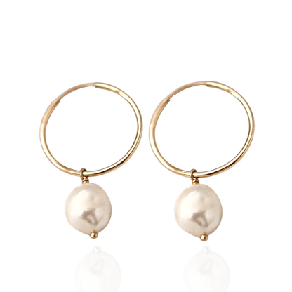 Lillian Pearl Charm Hoops - Deja Vu Apothecary