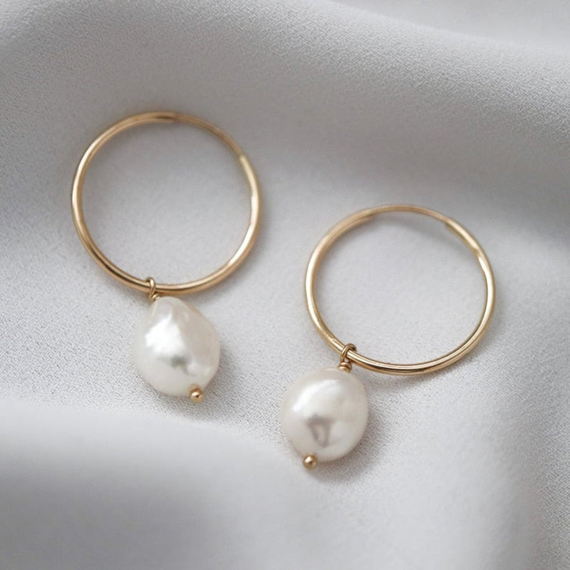 Lillian Pearl Charm Hoops