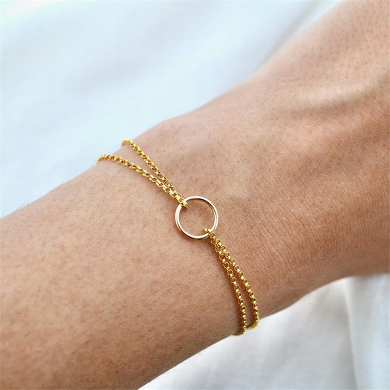 Double Chain Circle Bracelet in Gold - Deja Vu Apothecary