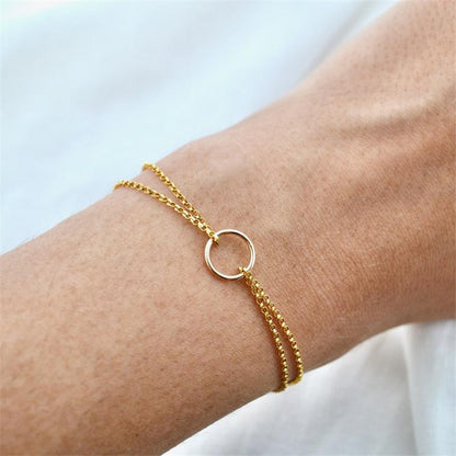 Double Chain Circle Bracelet in Gold - Deja Vu Apothecary