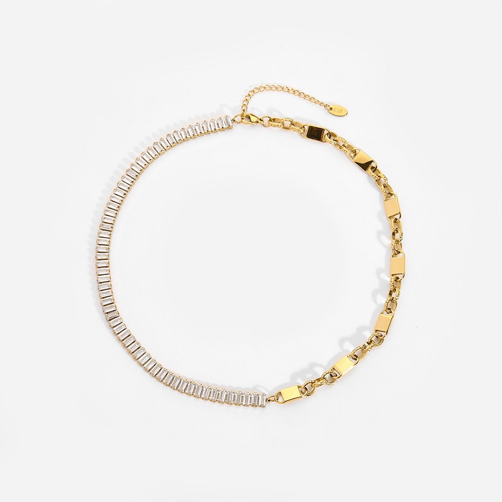 Two-Faced Tennis Chain Choker Necklace in Gold - Deja Vu Apothecary